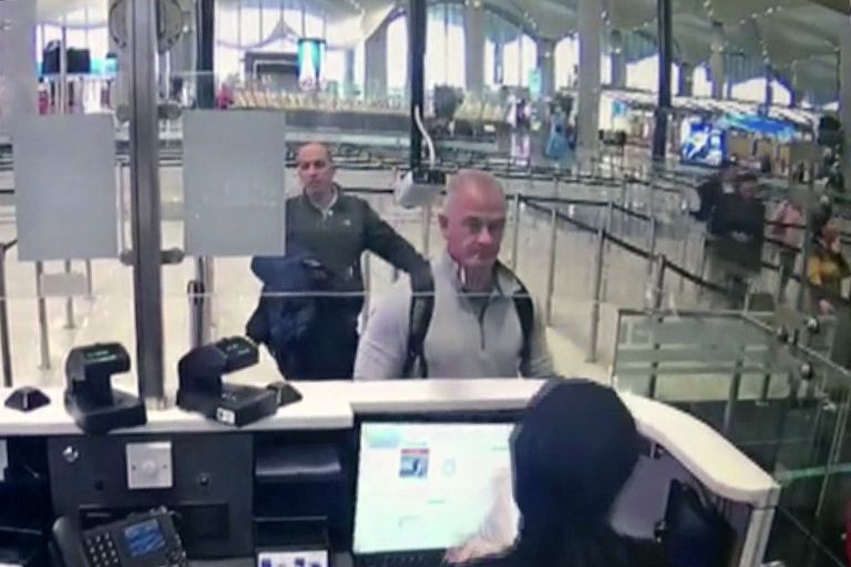Michael L Taylor and George Antoine Zec, pictured in a December 2019 security photo of Istanbul Airport.