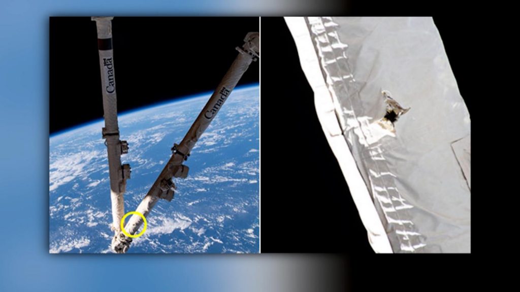 Debris damages the International Space Station