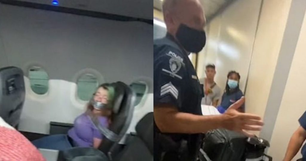 Woman confined to her seat trying to open the door mid-flight - SinEmbargo MX