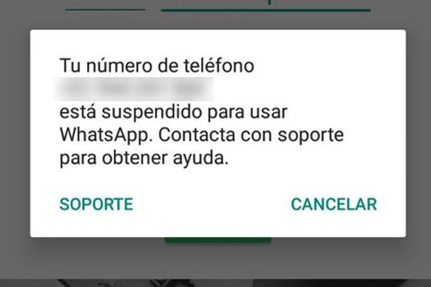 This is the message that appears on WhatsApp Plus if your account has been suspended.  (Photo: mag)
