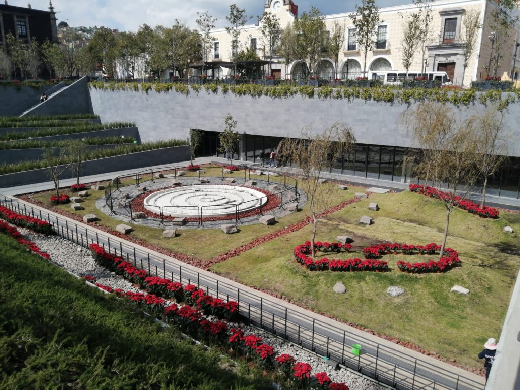 Founders Science Park is decorated with poinsettias